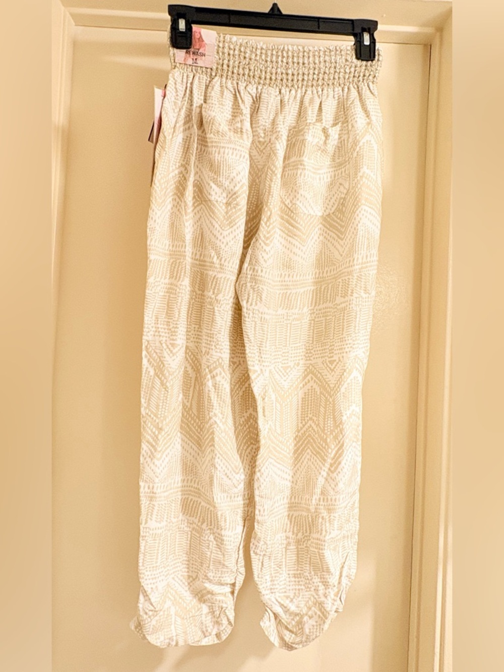 Rewash Cream Patterned Drawstring Joggers - Picture 6 of 9